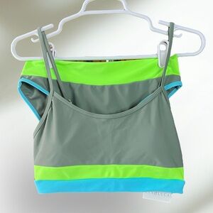Cyn & Luca, medium coverage, army/lime green bikini. NWT. Size M.